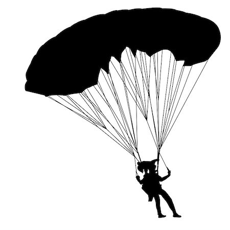 parachute jump - jumper, black and white silhouettes vector illustration Stock Photo - Budget Royalty-Free & Subscription, Code: 400-06687504