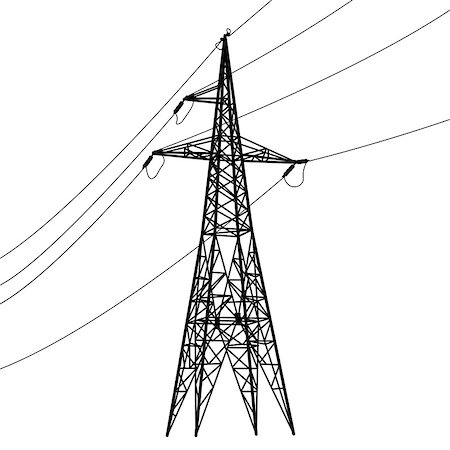 simsearch:400-06741736,k - Silhouette of high voltage power lines. Vector  illustration. Stock Photo - Budget Royalty-Free & Subscription, Code: 400-06687506