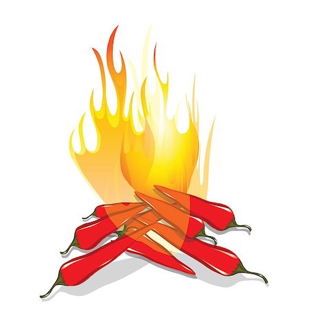spices vector - Hot chilli pepper in energy fire. Vector icon isolated on white background. Burning red chili symbol of mexican culture. Stock Photo - Budget Royalty-Free & Subscription, Code: 400-06687556