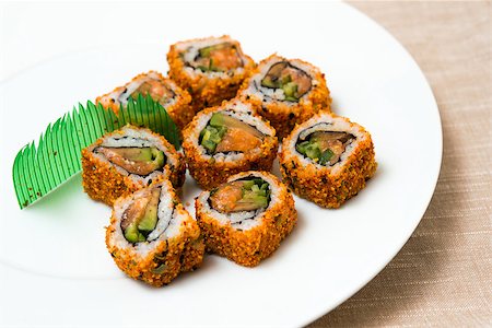 fresh sushi traditional japanese food on table Stock Photo - Budget Royalty-Free & Subscription, Code: 400-06687701