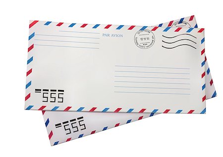 simsearch:400-05905833,k - Illustration of Two airmail envelopes on white background Foto de stock - Super Valor sin royalties y Suscripción, Código: 400-06687737