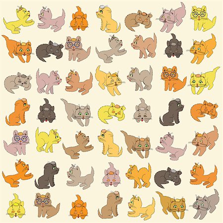 repeat sequence - Set of various small colored cartoon kittens, editable vector illustration Stock Photo - Budget Royalty-Free & Subscription, Code: 400-06687782