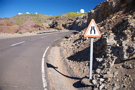 narrowing red signal in a road at La Palma Canary Islands Spain Stock Photo - Budget Royalty-Free & Subscription, Code: 400-06687799