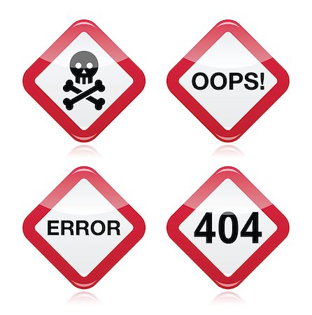 Danger, oops, error, 404 red warning sign Stock Photo - Budget Royalty-Free & Subscription, Code: 400-06687790