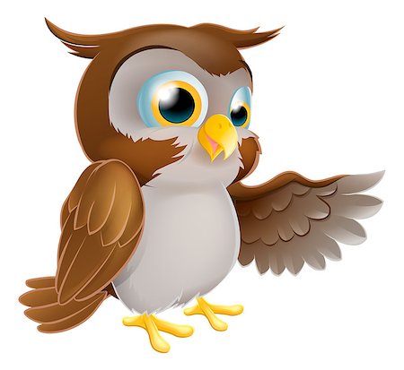 simsearch:400-06525993,k - An illustration of a cute cartoon owl character pointing or showing something with his wing Foto de stock - Super Valor sin royalties y Suscripción, Código: 400-06687826