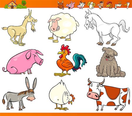 simsearch:400-06461300,k - Cartoon Illustration Set of Comic Farm and Livestock Animals isolated on White Foto de stock - Super Valor sin royalties y Suscripción, Código: 400-06687858