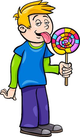 Cartoon Illustration of Cute Boy with Big Colorful Lollipop Stock Photo - Budget Royalty-Free & Subscription, Code: 400-06687850