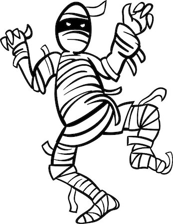 egypt in black and white - Black and White Cartoon Illustration of Scary Mummy Monster for Coloring Book Stock Photo - Budget Royalty-Free & Subscription, Code: 400-06687862