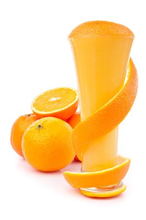 peau d'orange - Orange peel wrapping a glass against white background Photographie de stock - Aubaine LD & Abonnement, Code: 400-06689685
