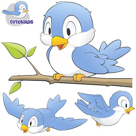 Vector illustration of a set of cute cartoon birds. Grouped and layered for easy editing Foto de stock - Super Valor sin royalties y Suscripción, Código: 400-06694310