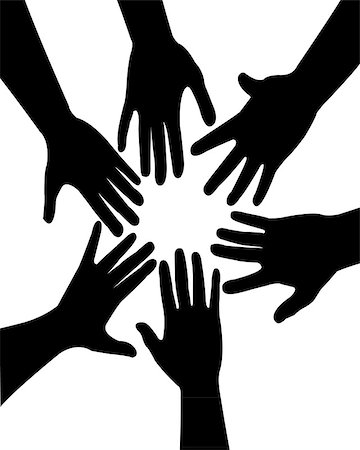 six hands together vector Stock Photo - Budget Royalty-Free & Subscription, Code: 400-06694500