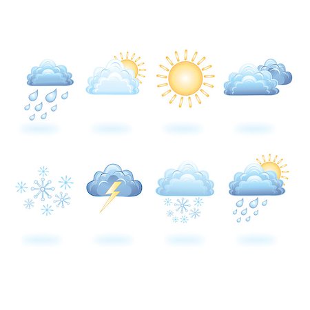 different beautiful weather icons on white background Stock Photo - Budget Royalty-Free & Subscription, Code: 400-06694551