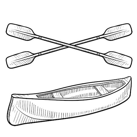 simsearch:400-05079593,k - Doodle style canoe and paddles sketch in vector format. Stock Photo - Budget Royalty-Free & Subscription, Code: 400-06694694