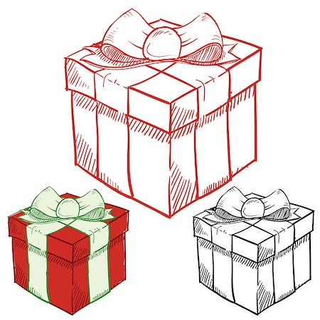 drawing of christmas gift wraps - Doodle style holiday or birthday presents vector illustration Stock Photo - Budget Royalty-Free & Subscription, Code: 400-06694696