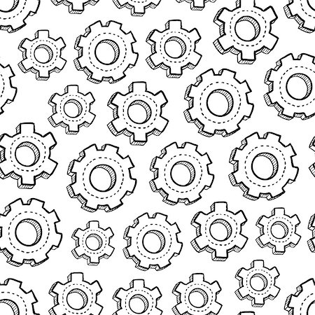 Doodle style gear and mechanical seamless vector background ready to be tiled. Stock Photo - Budget Royalty-Free & Subscription, Code: 400-06694708