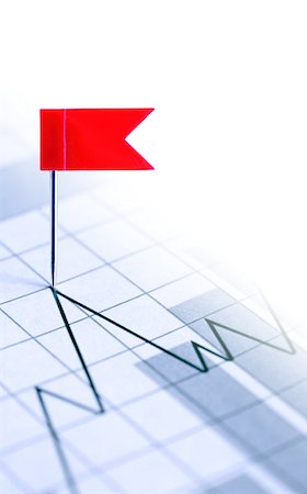 simsearch:400-06694744,k - Business concept. Red flag thumbtack on paper background with business chart Fotografie stock - Microstock e Abbonamento, Codice: 400-06694747