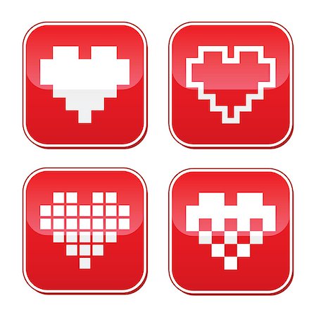 simsearch:400-06630419,k - Pixelated hearts icons on red square buttons Stock Photo - Budget Royalty-Free & Subscription, Code: 400-06694767