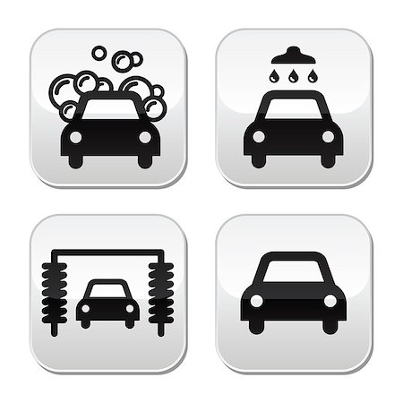 drawing car photo - Modern grey square buttons - washing cars Stock Photo - Budget Royalty-Free & Subscription, Code: 400-06694760