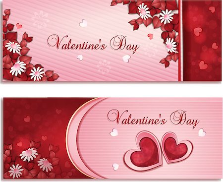 Beautiful Valentine's day banners with flowers Stock Photo - Budget Royalty-Free & Subscription, Code: 400-06694847