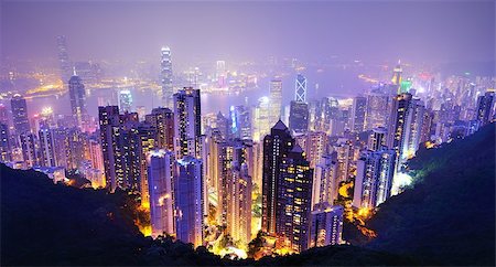 Skyline of Hong Kong, China from Victoria Peak. Foto de stock - Super Valor sin royalties y Suscripción, Código: 400-06694939