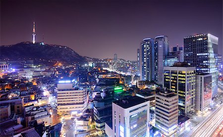 Skyline of Seoul, South Korea from Myeong-dong. Stock Photo - Budget Royalty-Free & Subscription, Code: 400-06694949