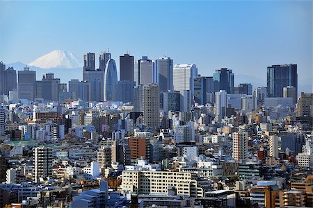 simsearch:400-08114963,k - Skyscrapers in the Shinjuku Ward of Tokyo with Mt. Fuji visible. Stockbilder - Microstock & Abonnement, Bildnummer: 400-06694942