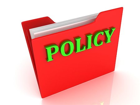 simsearch:400-08196033,k - POLICY bright green letters on a red folder on white background Stock Photo - Budget Royalty-Free & Subscription, Code: 400-06695141
