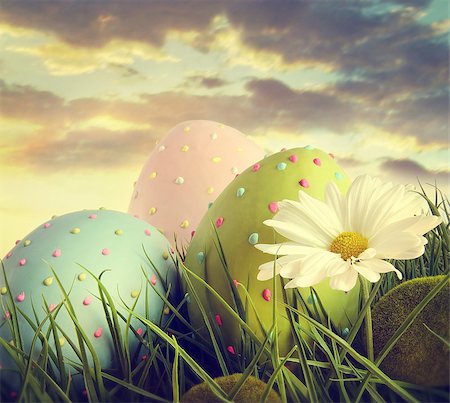 Large easter eggs in the tall grass at sunset Foto de stock - Royalty-Free Super Valor e Assinatura, Número: 400-06695273