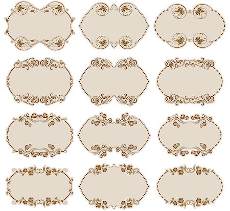 simsearch:400-06091055,k - Set of ornate floral vector frames for invitations or announcements. In vintage style. Photographie de stock - Aubaine LD & Abonnement, Code: 400-06695460