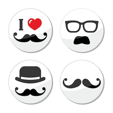 Moustache with hat or glasses labels set Stock Photo - Budget Royalty-Free & Subscription, Code: 400-06695587