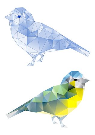 simsearch:400-06074044,k - birds with abstract geometric polygon triangle pattern, vector Stock Photo - Budget Royalty-Free & Subscription, Code: 400-06695769