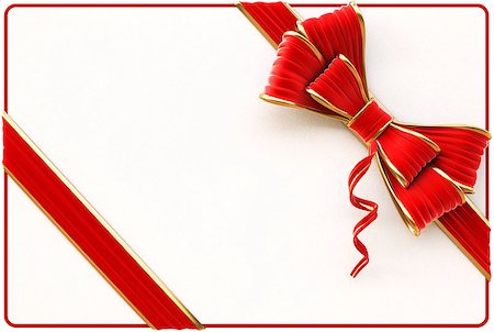 Christmas card with red bow and ribbons. Isolated on white. Stock Photo - Budget Royalty-Free & Subscription, Code: 400-06695935