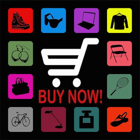 Buy now illustration on black background Stock Photo - Budget Royalty-Free & Subscription, Code: 400-06696266