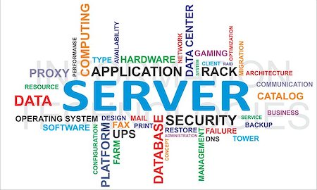 A word cloud of server related items Foto de stock - Super Valor sin royalties y Suscripción, Código: 400-06696337