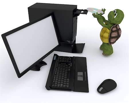 simsearch:400-05384268,k - 3D render of a tortoise with a computer Photographie de stock - Aubaine LD & Abonnement, Code: 400-06696642