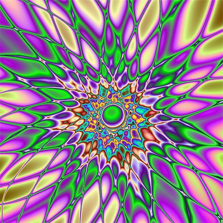 simsearch:400-06699301,k - Digital abstract fractal image with a psychedelic breaking glass design in green, pink and yellow. Stock Photo - Budget Royalty-Free & Subscription, Code: 400-06696838