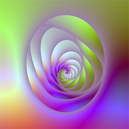simsearch:400-06699301,k - Digital abstract image with an oval window shaped design featuring a spiral in green purple and orange. Stock Photo - Budget Royalty-Free & Subscription, Code: 400-06696839