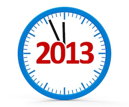 Modern isolated 3d clock on white background represents new year 2013 Stock Photo - Budget Royalty-Free & Subscription, Code: 400-06696933