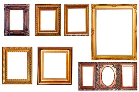 gold picture frame set  the white background. Stock Photo - Budget Royalty-Free & Subscription, Code: 400-06696948