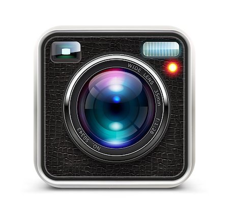 simsearch:400-06770309,k - Vector illustration of detailed icon representing cool photo camera with lens Stockbilder - Microstock & Abonnement, Bildnummer: 400-06697075