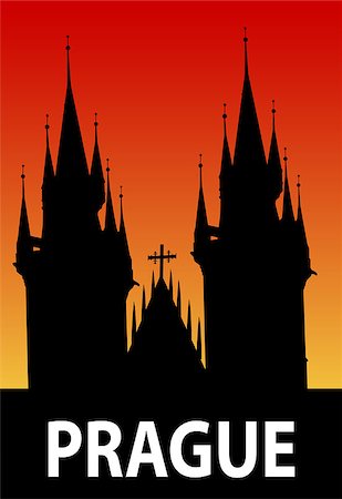 simsearch:400-07307815,k - Silhouette of st. Tyn cathedral, Prague Czech republic Stock Photo - Budget Royalty-Free & Subscription, Code: 400-06697071