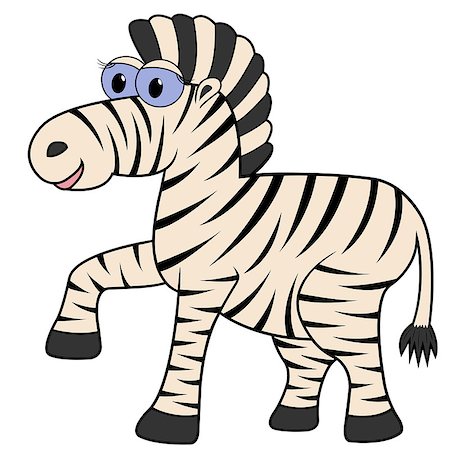 simsearch:400-04348140,k - Striped zebra isolated on white background. Hand drawing cartoon vector illustration Foto de stock - Super Valor sin royalties y Suscripción, Código: 400-06697269