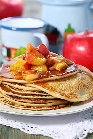 Rye pancakes with apples and honey sauce. Stock Photo - Budget Royalty-Free & Subscription, Code: 400-06697443