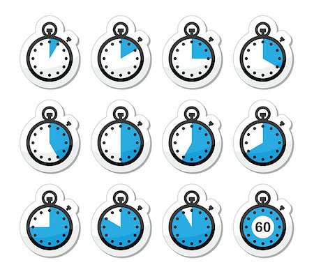Timer measuring different time blue and black labels isolated on white Stock Photo - Budget Royalty-Free & Subscription, Code: 400-06697531