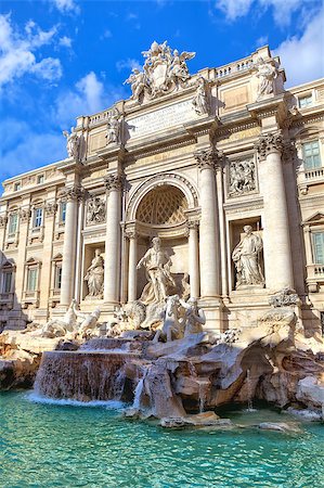 simsearch:400-05709385,k - Vertical image of famous Trevi Fountain under blue sky in Rome, Italy. Photographie de stock - Aubaine LD & Abonnement, Code: 400-06698104