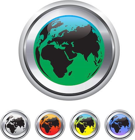 simsearch:400-06698166,k - Globe and world map on metallic circle elements. Vector illustration Stock Photo - Budget Royalty-Free & Subscription, Code: 400-06698194