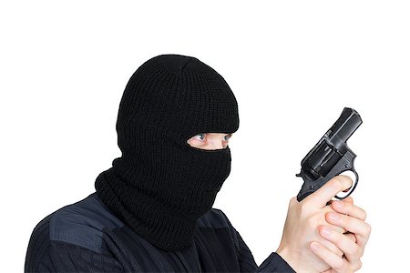 ski mask - man in a mask with a gun on a white background. Stock Photo - Budget Royalty-Free & Subscription, Code: 400-06698291