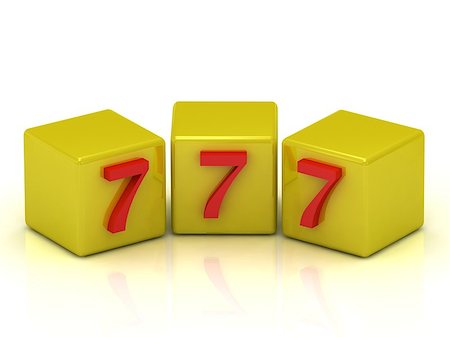 simsearch:400-06911675,k - Lucky number seven on the yellow cubes isolated on white background Stock Photo - Budget Royalty-Free & Subscription, Code: 400-06698430