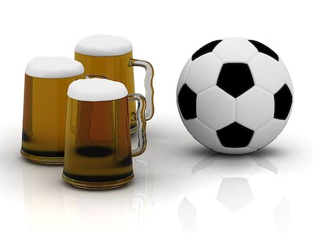 Three cups of tasty dark beer with foam, and a soccer ball Photographie de stock - Aubaine LD & Abonnement, Code: 400-06698440