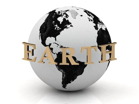 simsearch:614-06813411,k - EARTH abstraction inscription around earth of gold letters on a white background Stock Photo - Budget Royalty-Free & Subscription, Code: 400-06698456